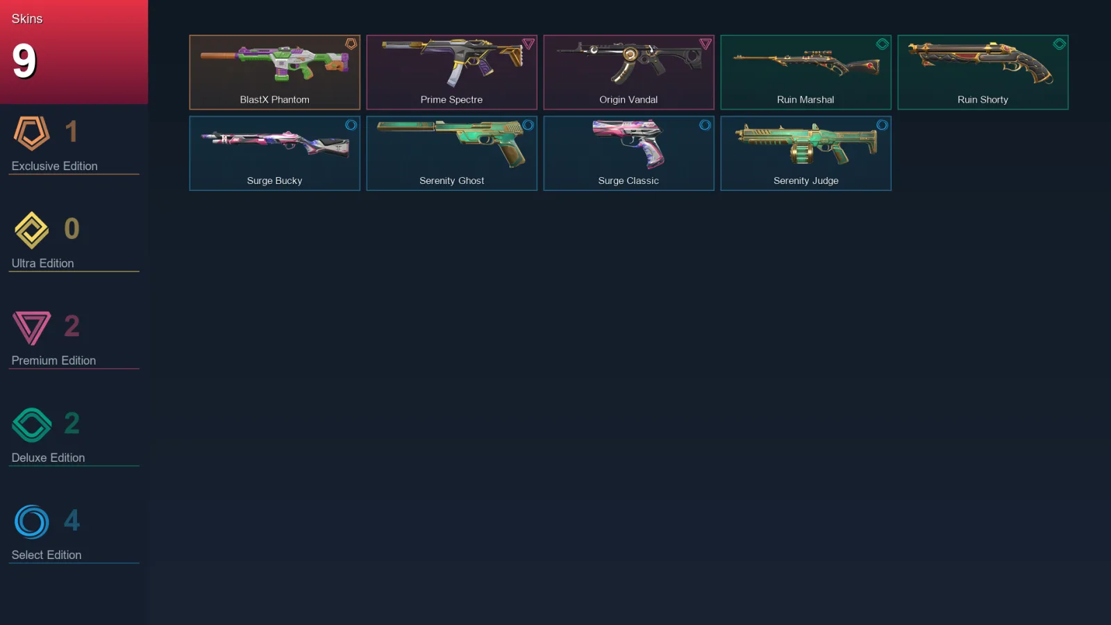 NA | Lv8 | Unranked | 9 Skin | 14 Agent | 7 Buddy