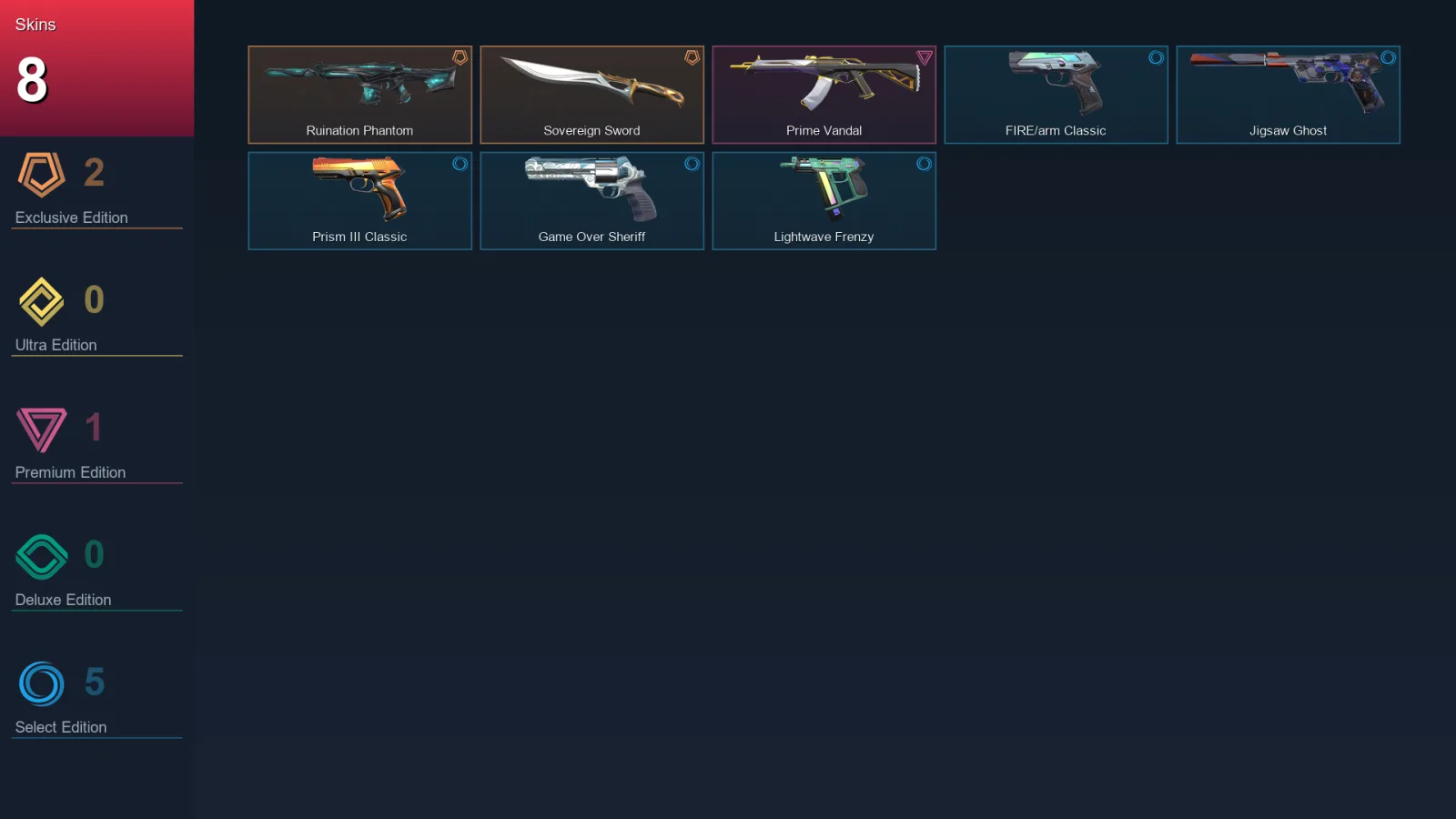 AP | Lv113 | Unranked | 8 Skin | 23 Agent | 55 Buddy