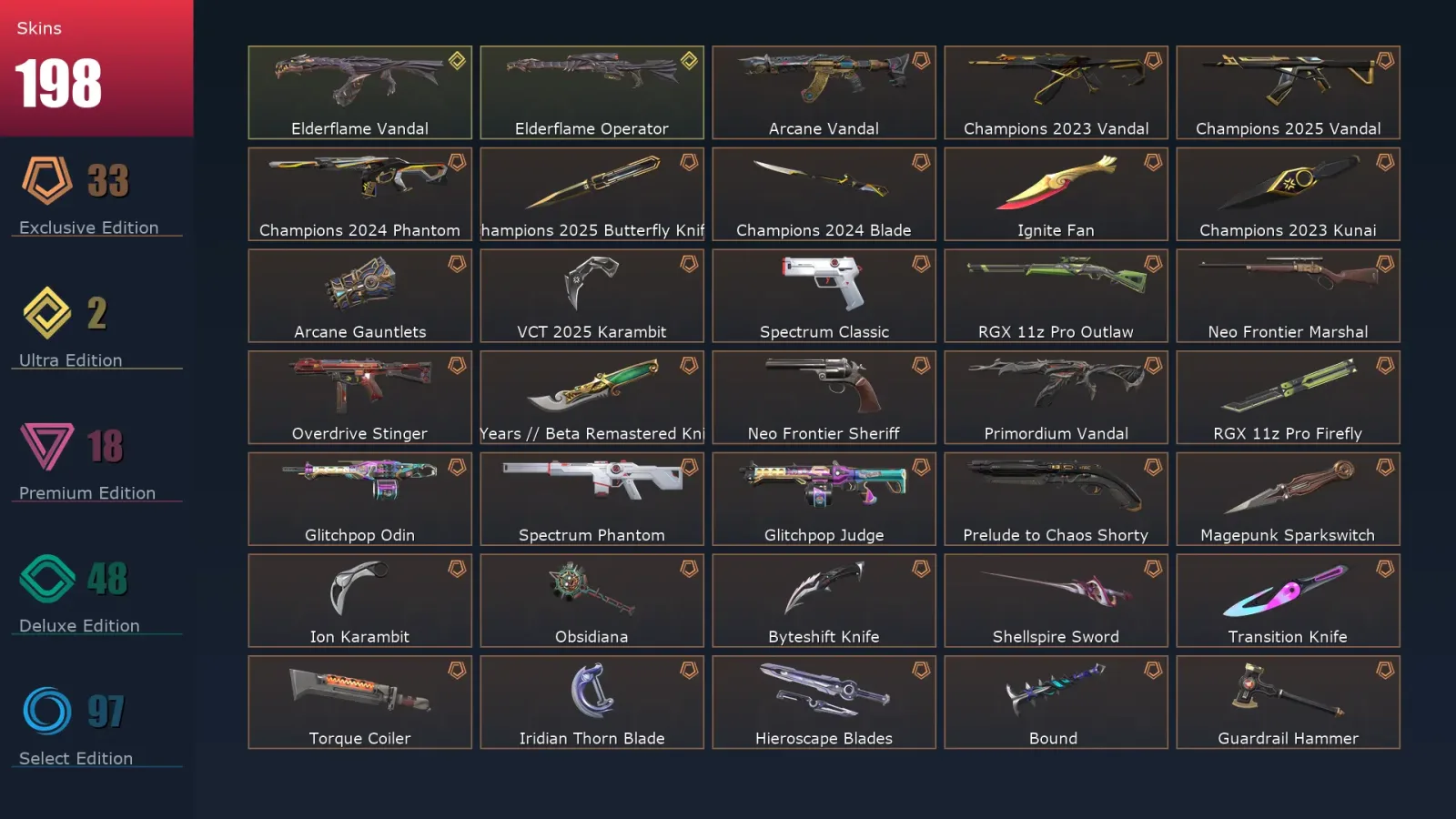 [Valorant] | EU | Level 191 | Platinum 2 | 29 Agents | 198 Skins — Valorant account