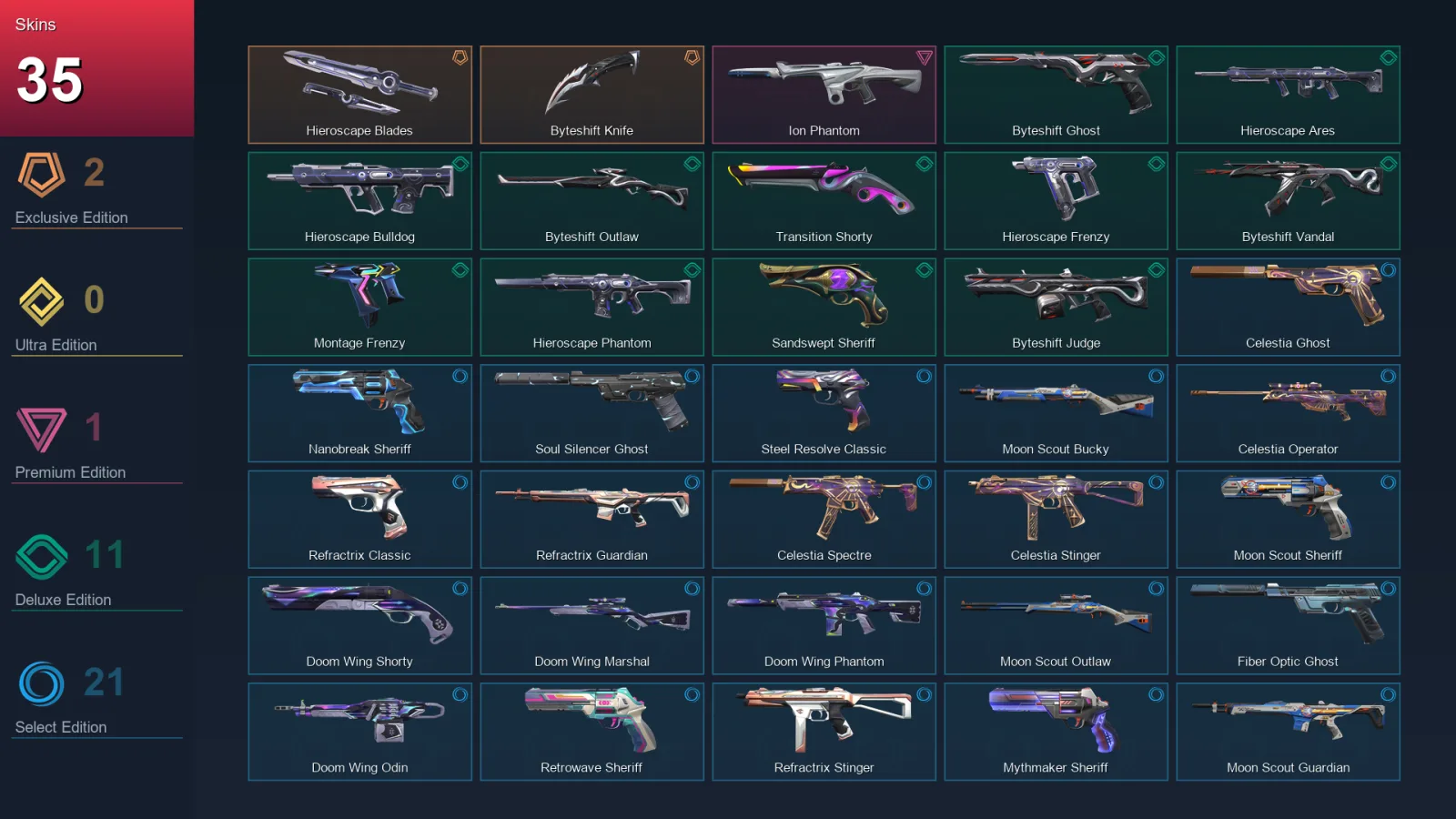 AP | Lv178 | Unranked | 35 Skin | 29 Agent | 74 Buddy