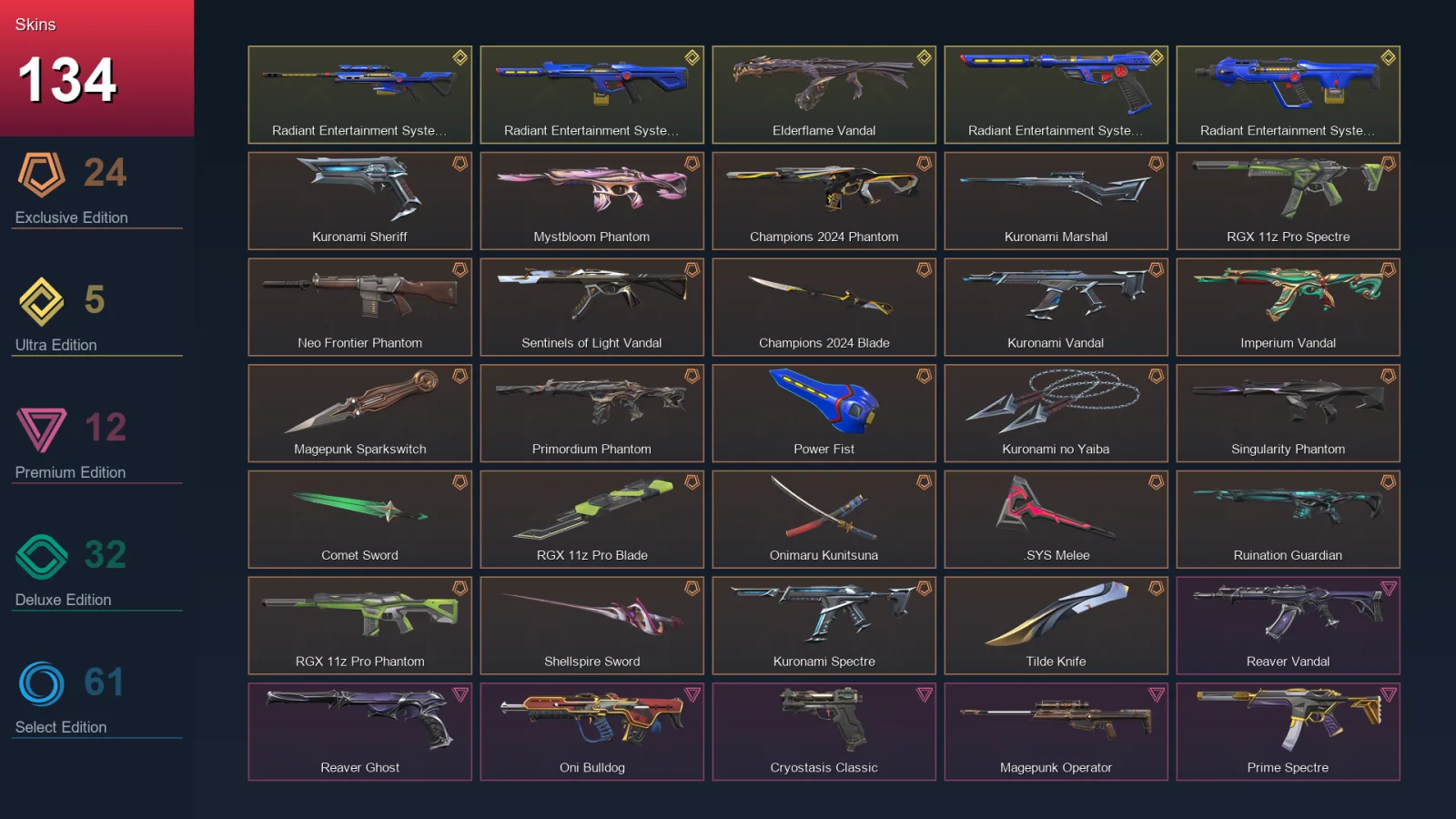 AP | Lv201 | Unranked | 134 Skin | 27 Agent | 143 Buddy — Hue Shift Shorty