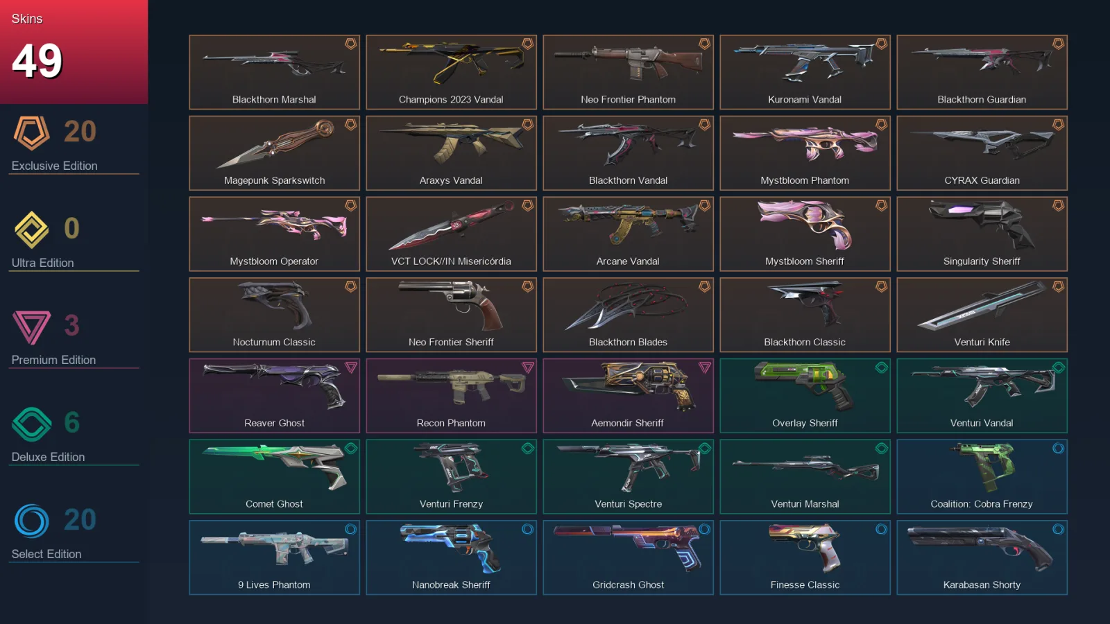 EU | Lv215 | Unranked | 49 Skin | 28 Agent | 91 Buddy