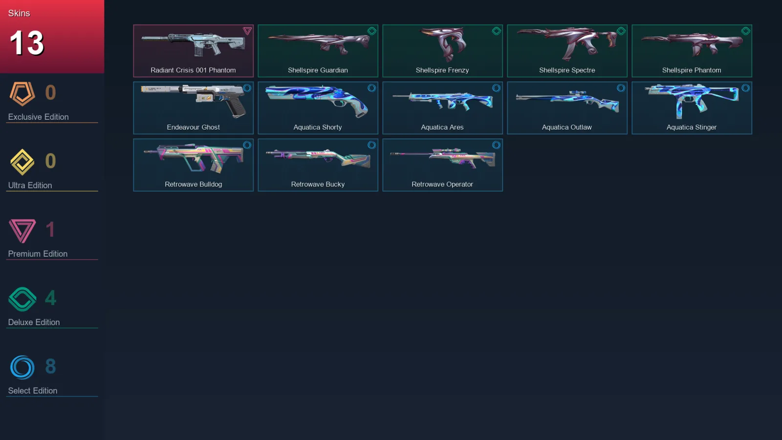 AP | Lv35 | Unranked | 13 Skin | 11 Agent | 18 Buddy
