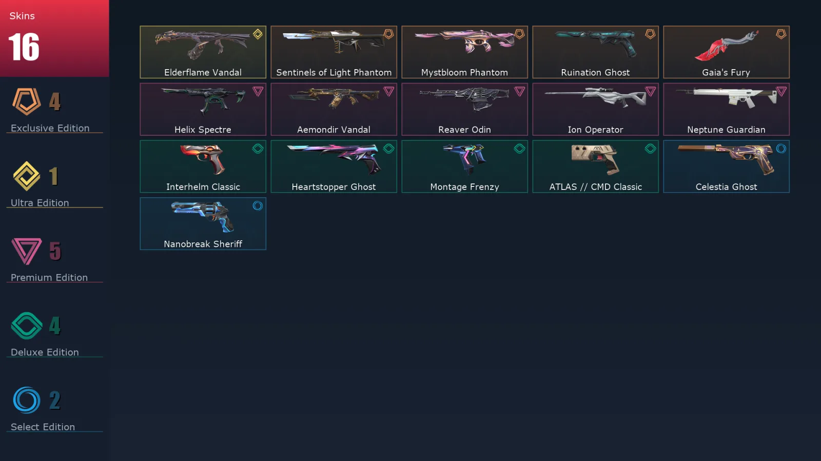 [Valorant] | EU | Level 143 | Bronze 2 | 20 Agents | 16 Skins