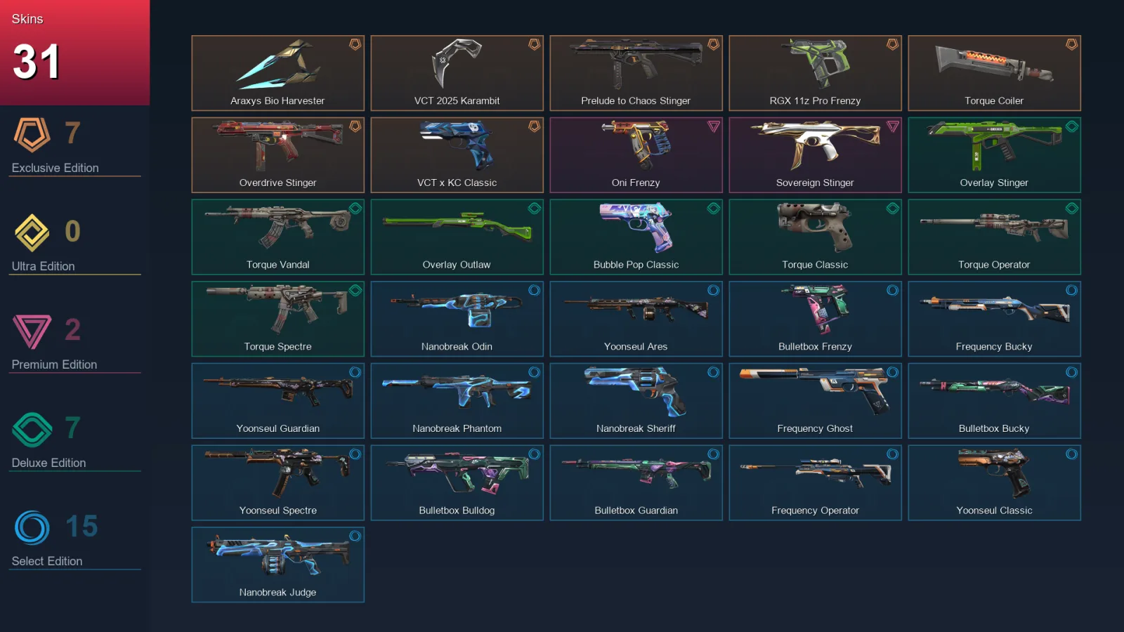 EU | Lv51 | Unranked | 31 Skin | 18 Agent | 34 Buddy