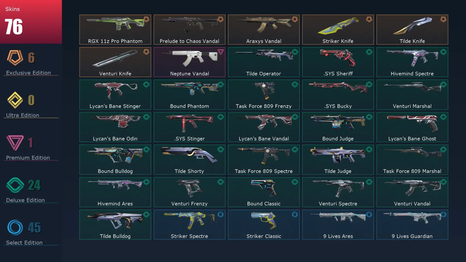[Valorant] | EU | Level 154 | 27 Agents | 76 Skins — Valorant account
