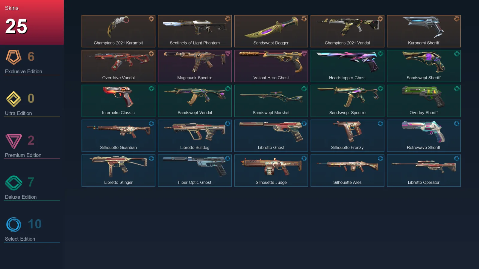 NA | Lv121 | Unranked | 25 Skin | 29 Agent | 61 Buddy
