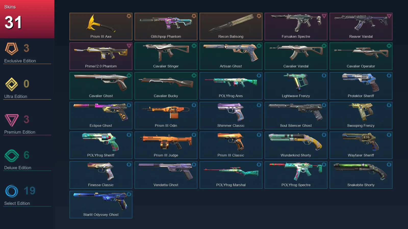 EU | Lv178 | Unranked | 31 Skin | 22 Agent | 65 Buddy — Valorant account