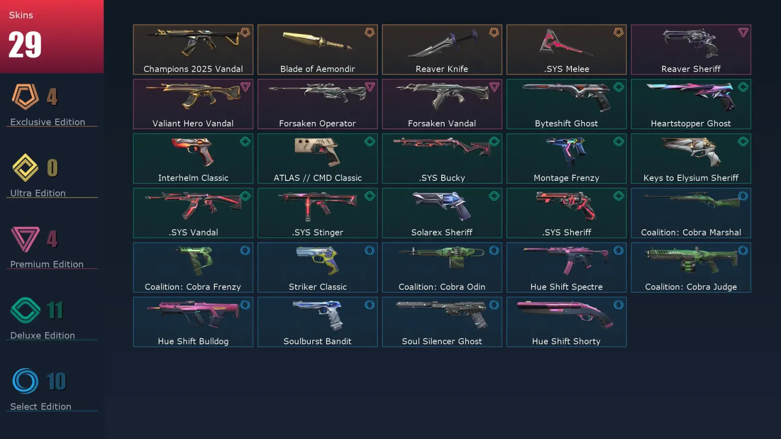 [Valorant] | EU | Level 187 | Ascendant 2 | 29 Agents | 29 Skins — Valorant account