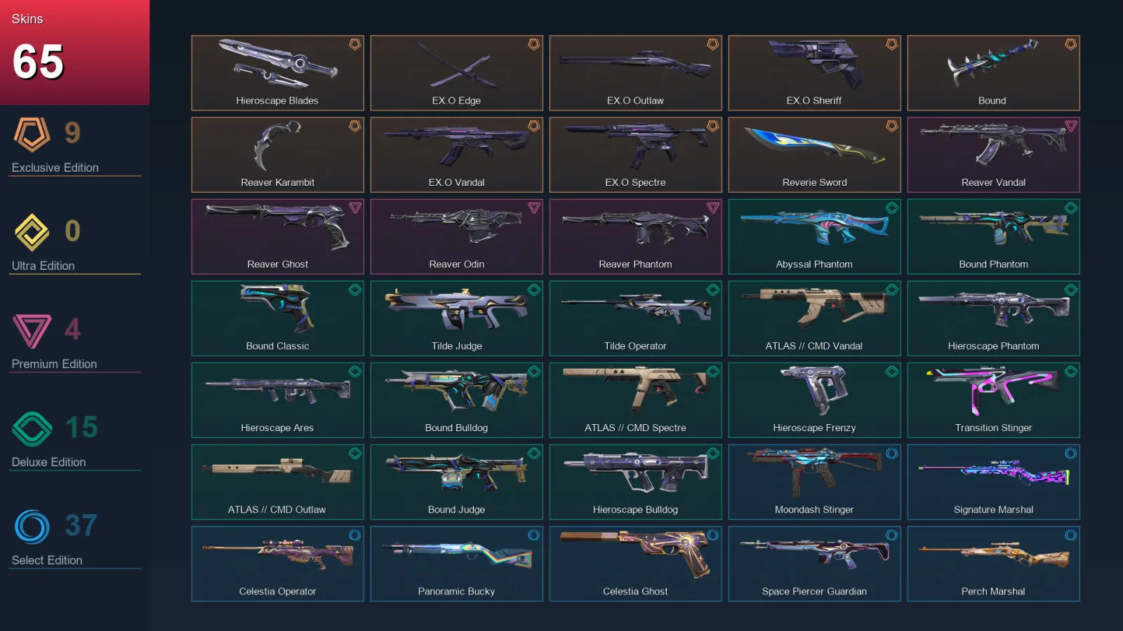 EU | Lv65 | Unranked | 65 Skin | 16 Agent | 51 Buddy