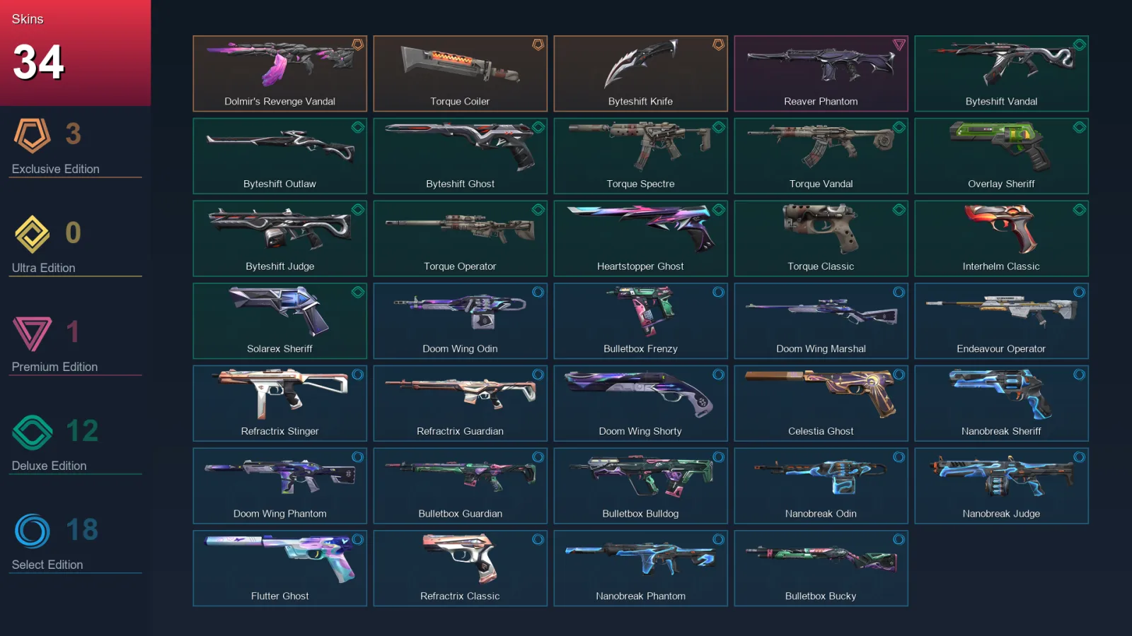 EU | Lv122 | Unranked | 34 Skin | 28 Agent | 52 Buddy