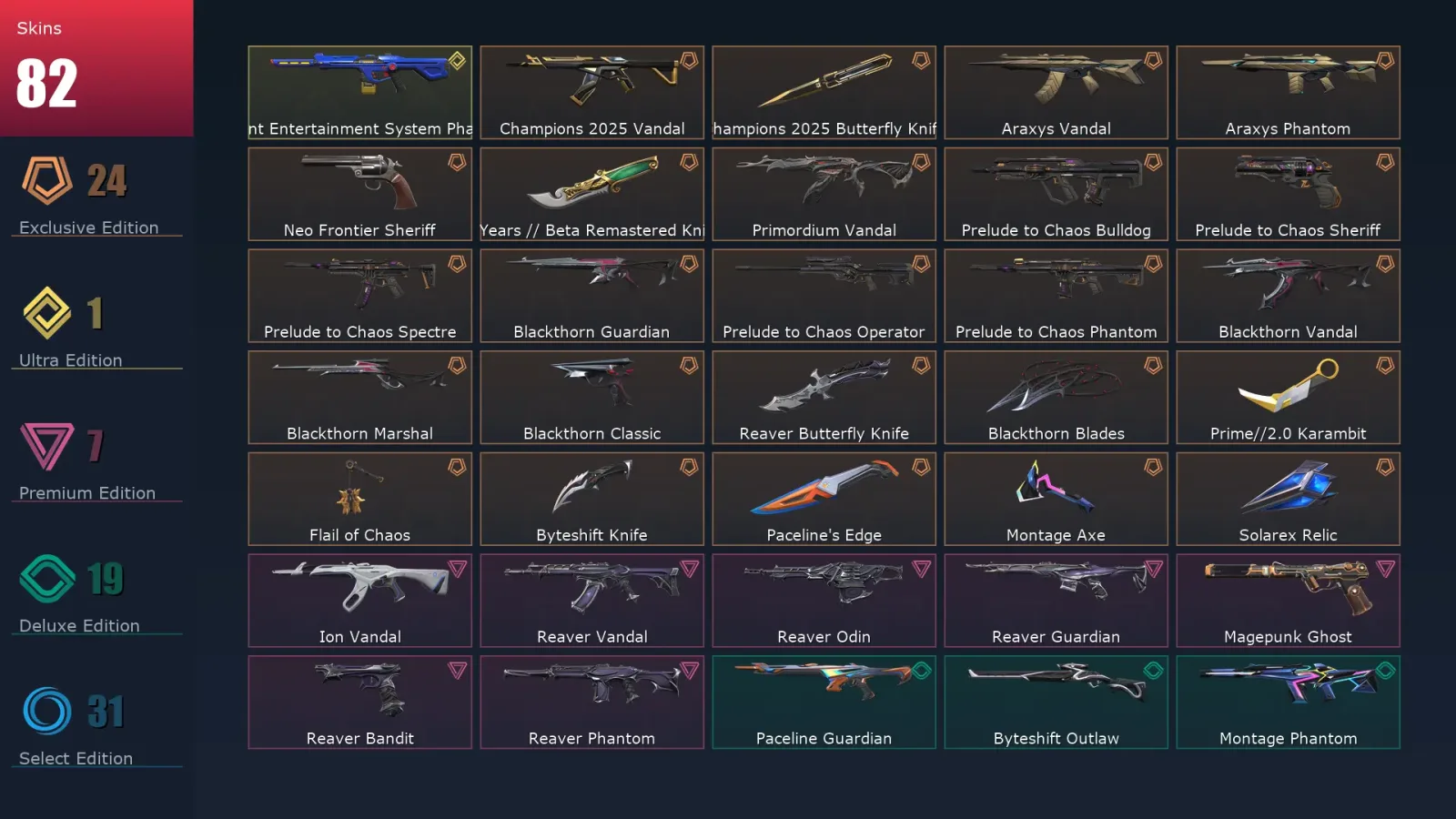 [Valorant] | EU | Level 175 | 29 Agents | 82 Skins — Valorant account