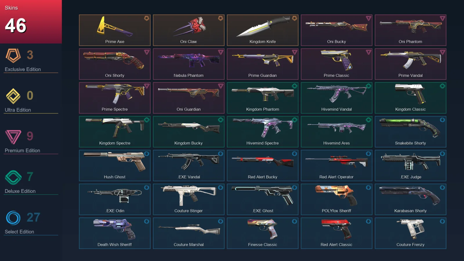 NA | Lv206 | Unranked | 46 Skin | 27 Agent | 103 Buddy — Valorant account