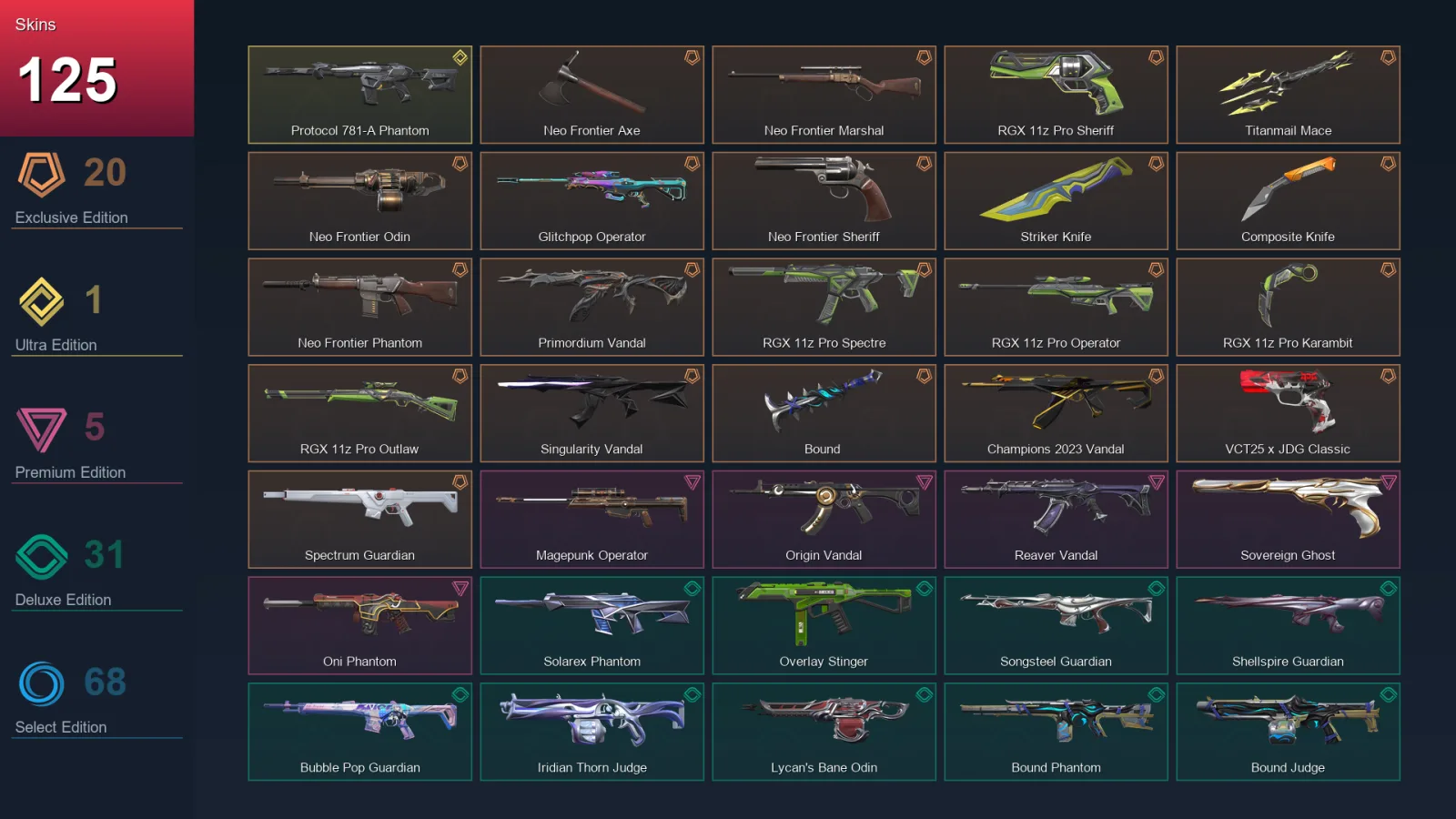 LA | Lv157 | Unranked | 125 Skin | 28 Agent | 109 Buddy — Valorant account