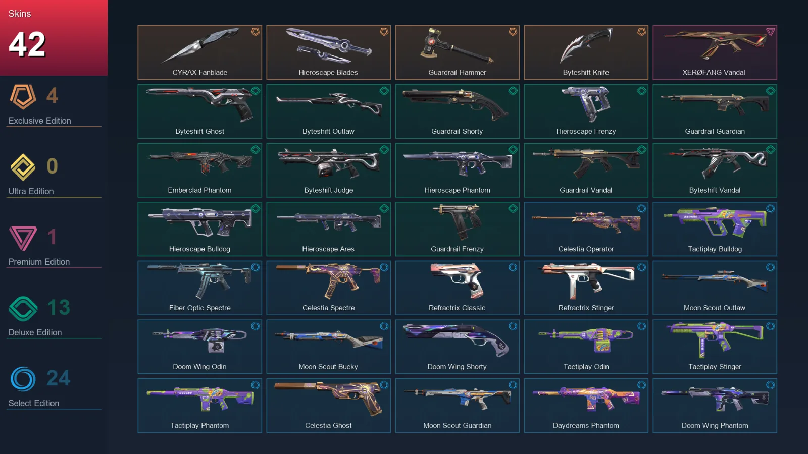 AP | Lv85 | Unranked | 42 Skin | 27 Agent | 45 Buddy