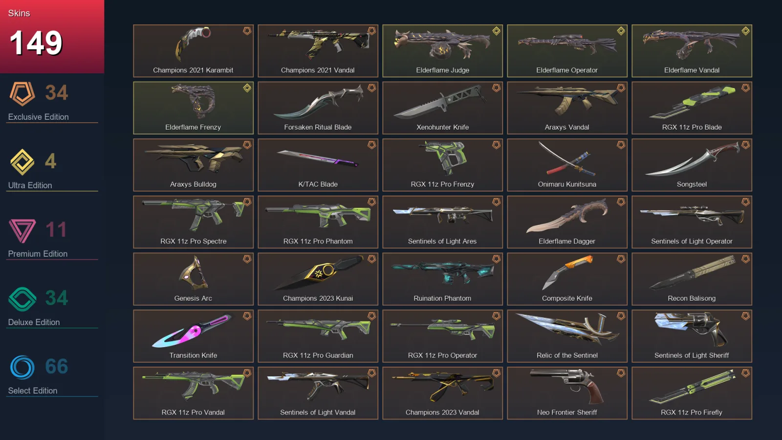 AP | Lv161 | Unranked | 149 Skin | 23 Agent | 105 Buddy