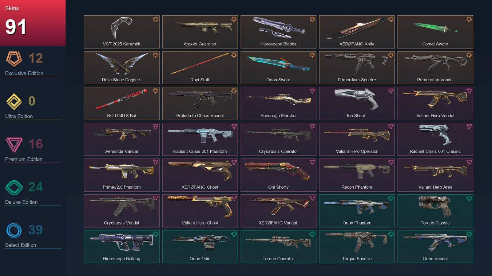 EU | Lv121 | Unranked | 91 Skin | 27 Agent | 88 Buddy