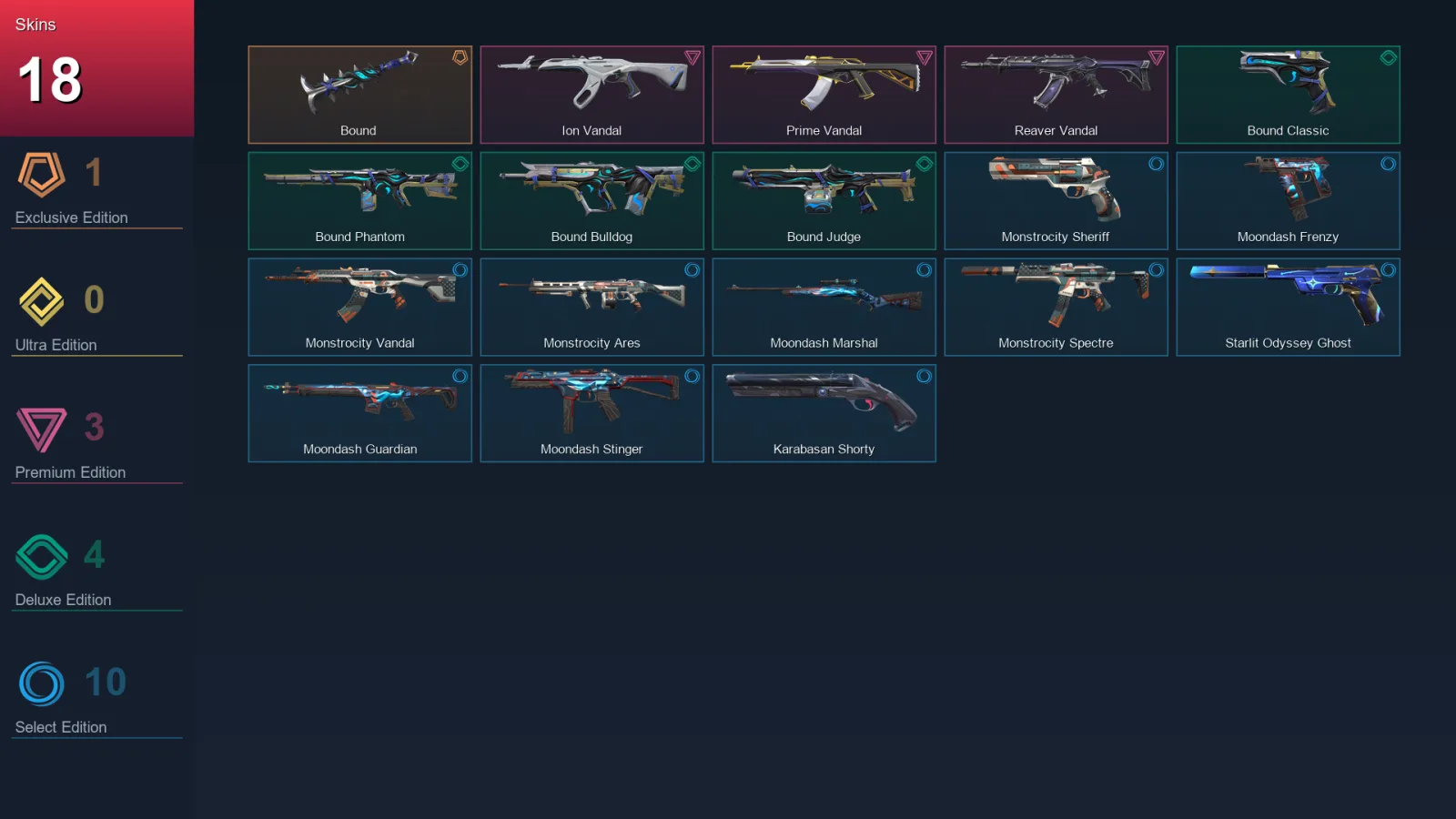 EU | Lv118 | Unranked | 18 Skin | 22 Agent | 44 Buddy