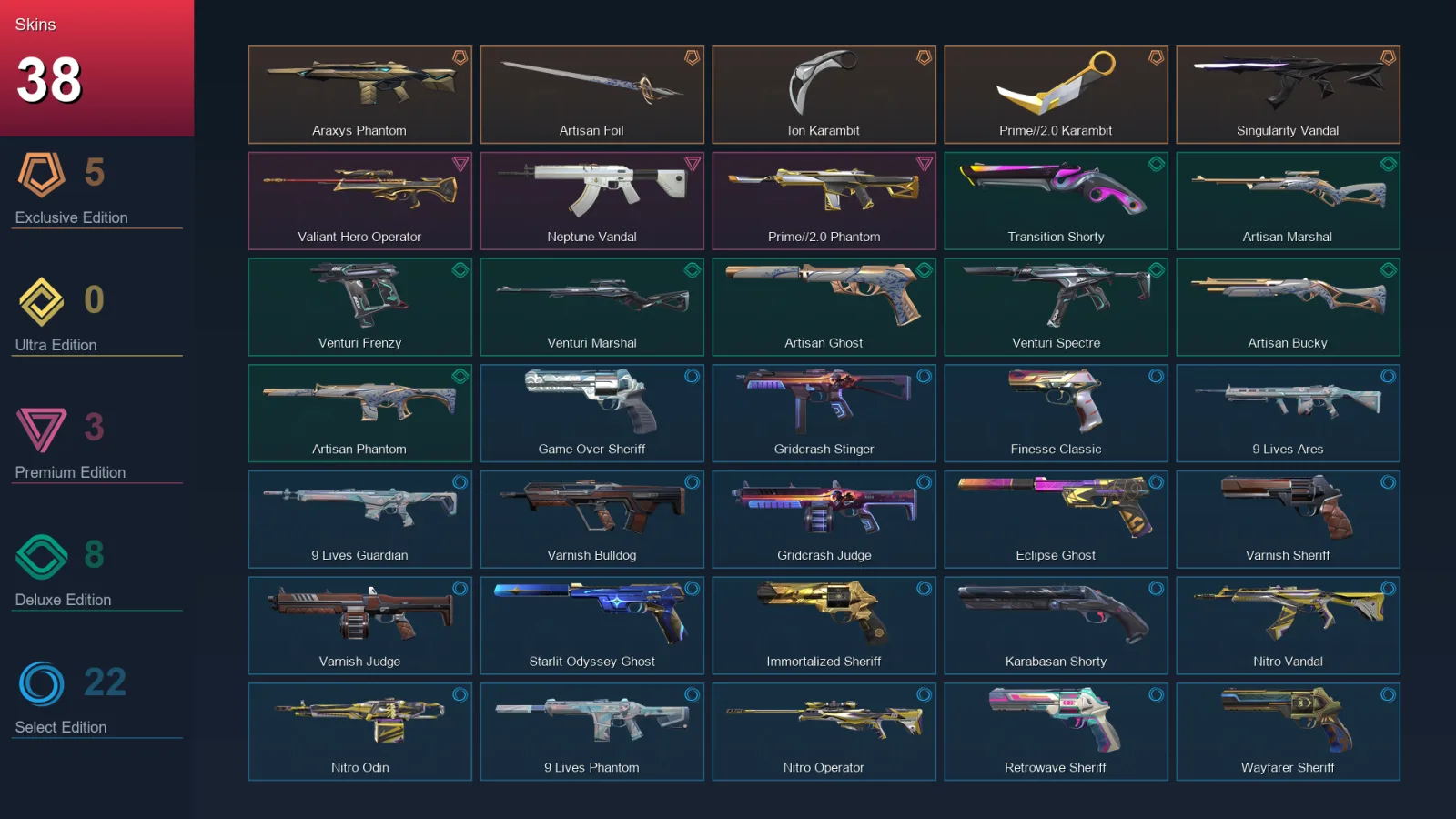 EU | Lv189 | Unranked | 38 Skin | 27 Agent | 90 Buddy