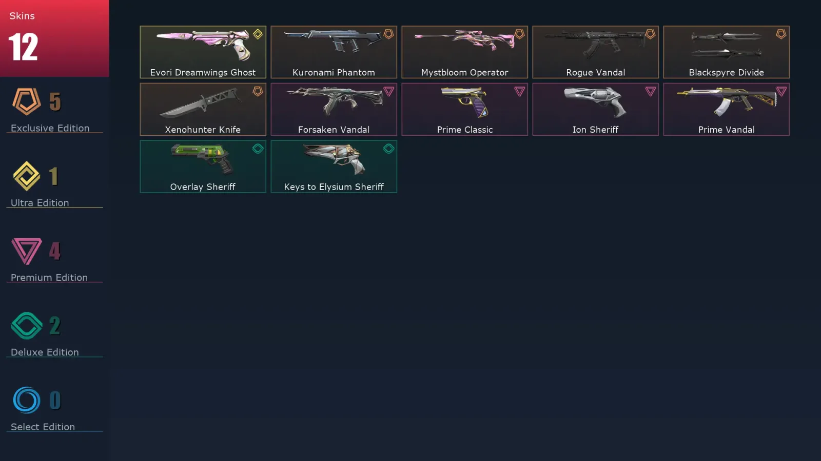 [Valorant] | EU | Level 84 | Platinum 2 | 29 Agents | 12 Skins