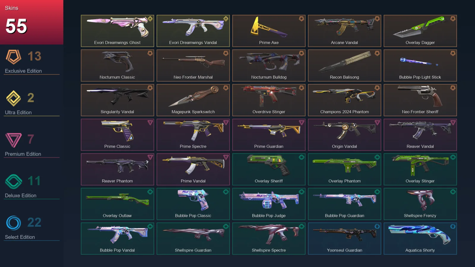 EU | Lv56 | Unranked | 55 Skin | 19 Agent | 33 Buddy — Valorant account