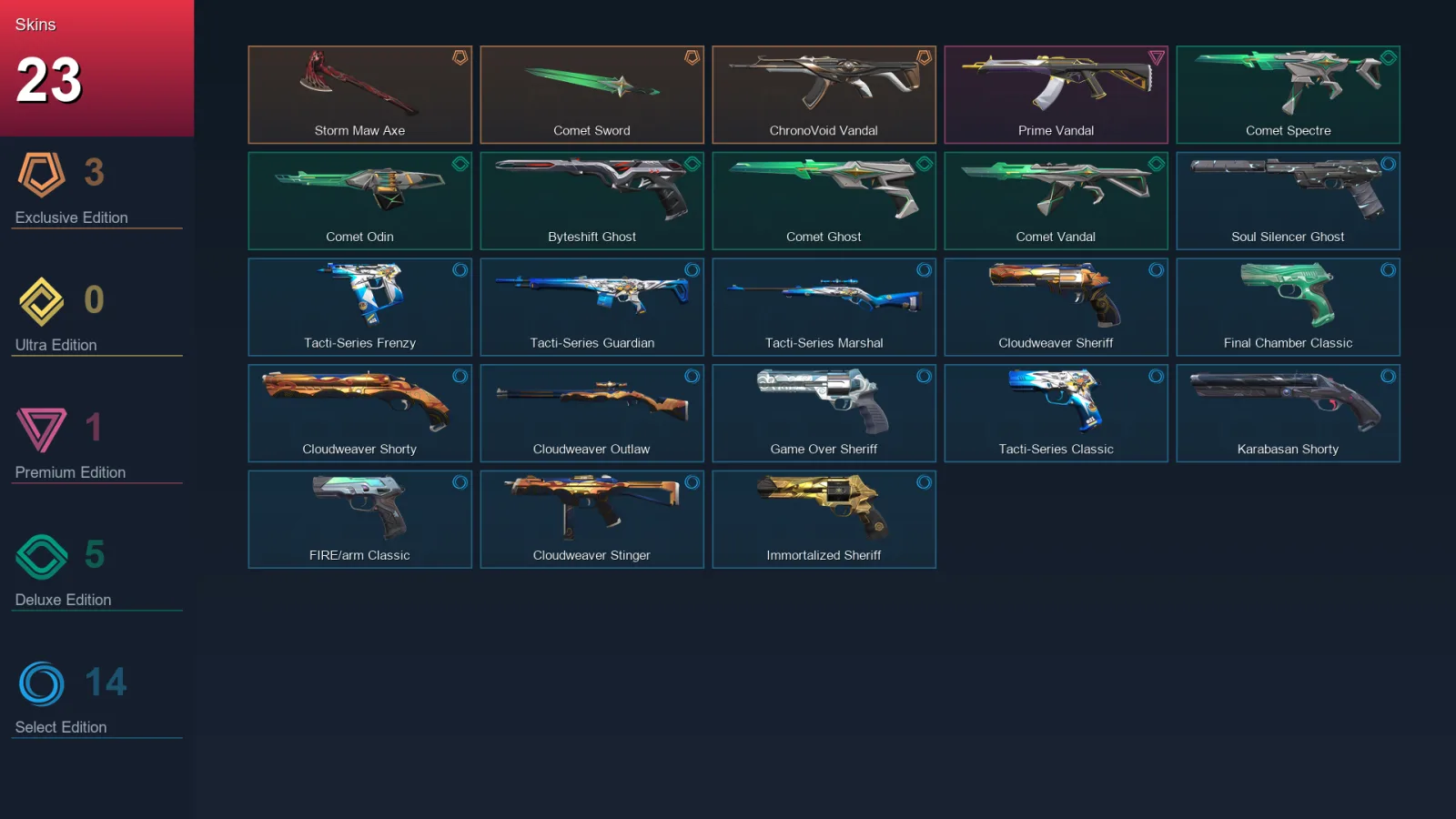 AP | Lv158 | Unranked | 23 Skin | 27 Agent | 87 Buddy — Tacti Series Classic
