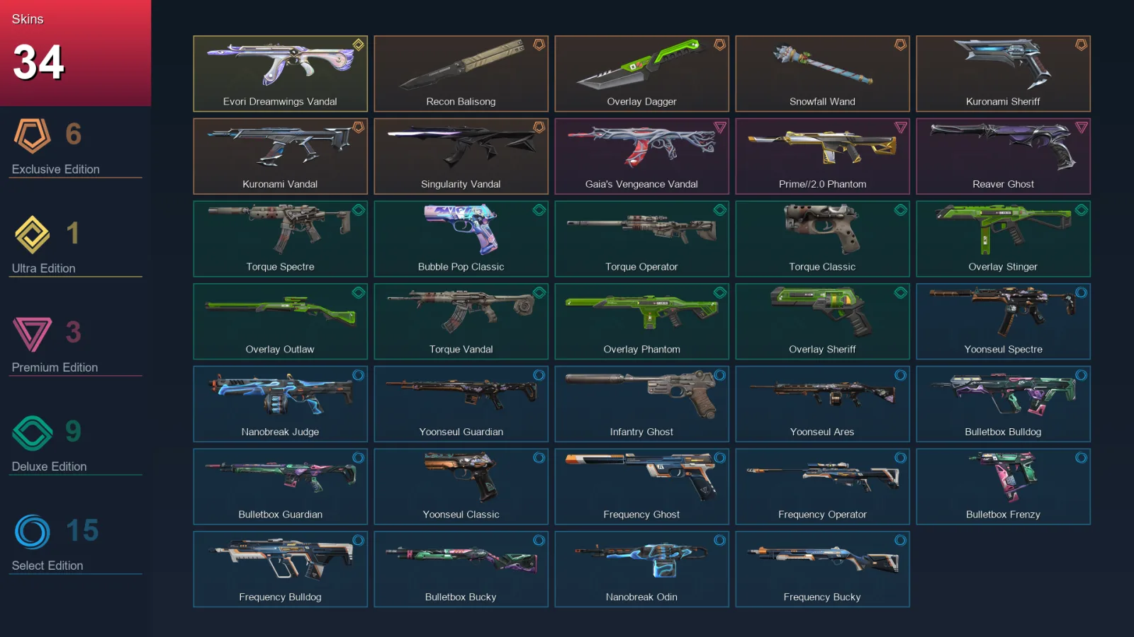 EU | Lv60 | Unranked | 34 Skin | 21 Agent | 33 Buddy — Frequency Ghost