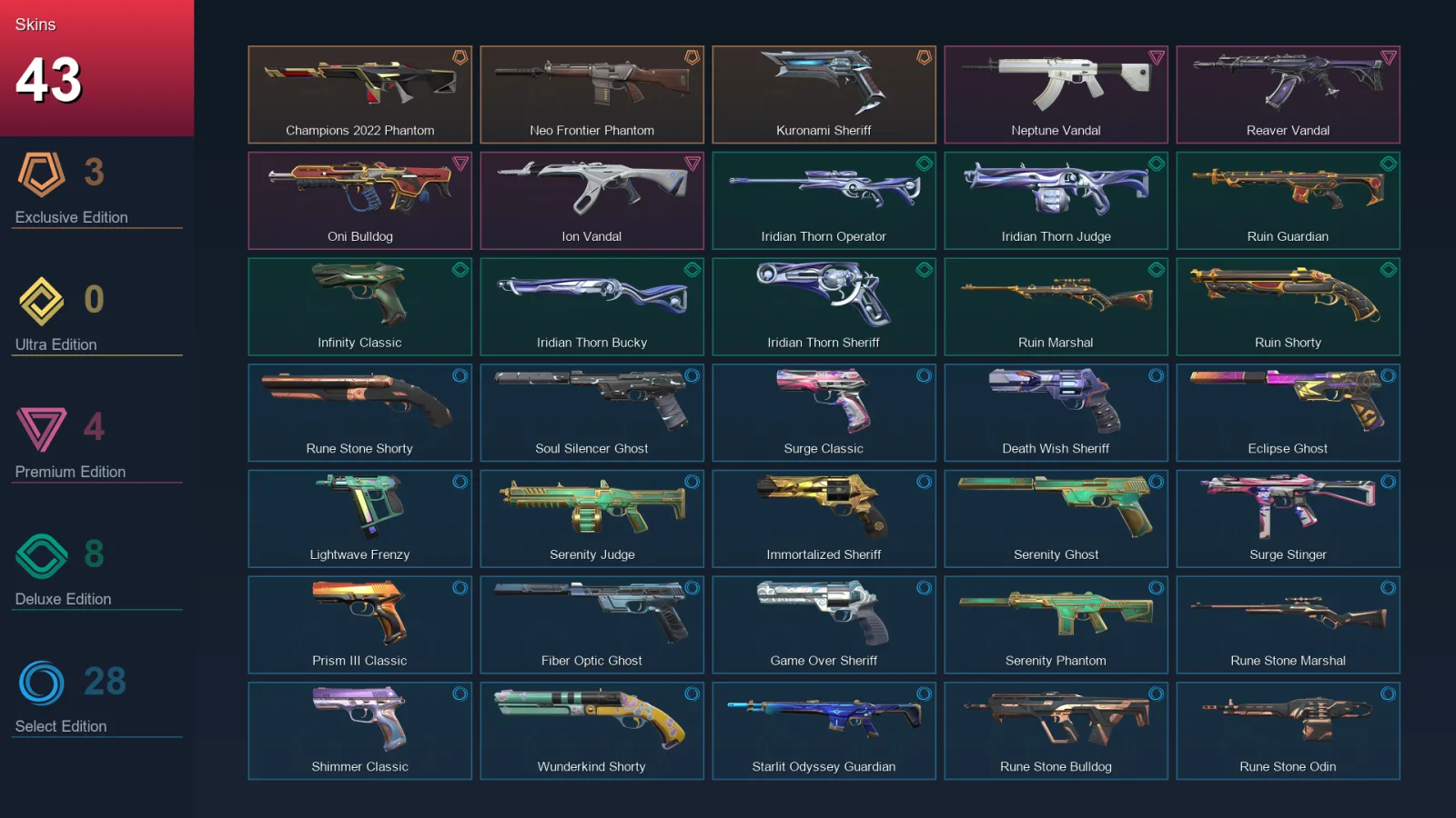 EU | Lv237 | Unranked | 43 Skin | 23 Agent | 99 Buddy — Valorant account