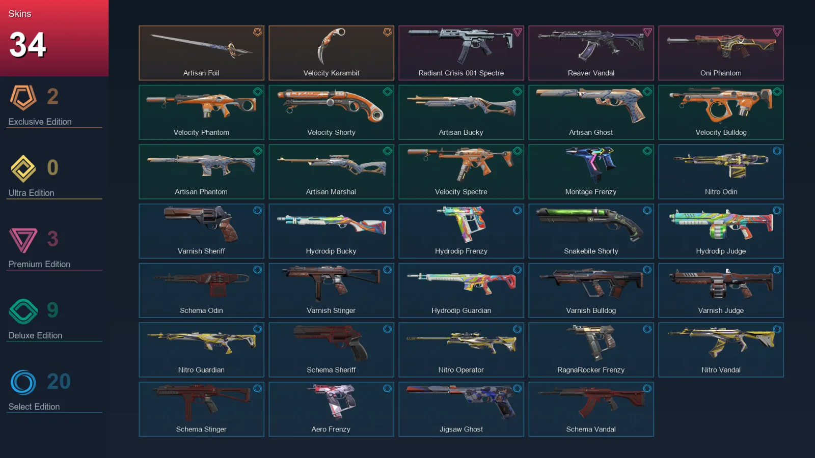 NA | Lv125 | Unranked | 34 Skin | 22 Agent | 70 Buddy