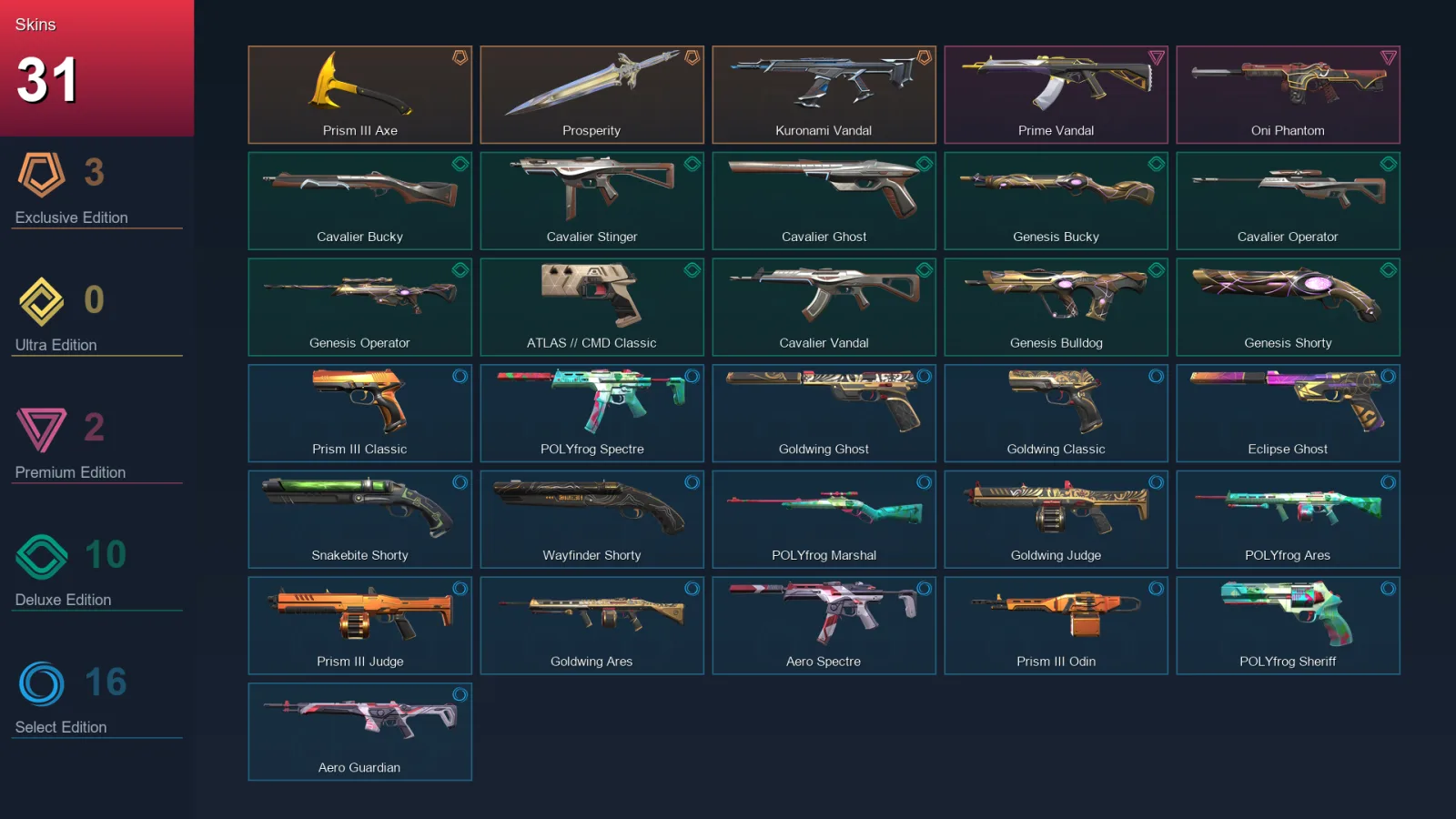 EU | Prism III Axe | Prosperity | Kuronami Vandal | Prime Vandal | 31 Skin | 28 Agent | 75 Buddy | Lv121