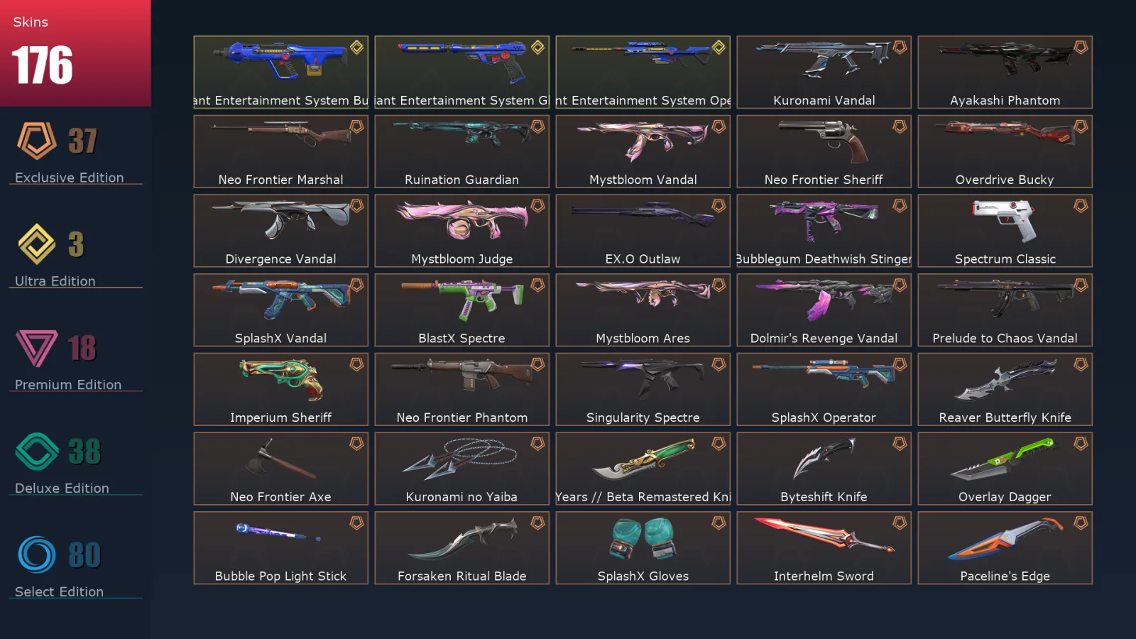 [Valorant] | EU | Level 179 | 29 Agents | 176 Skins