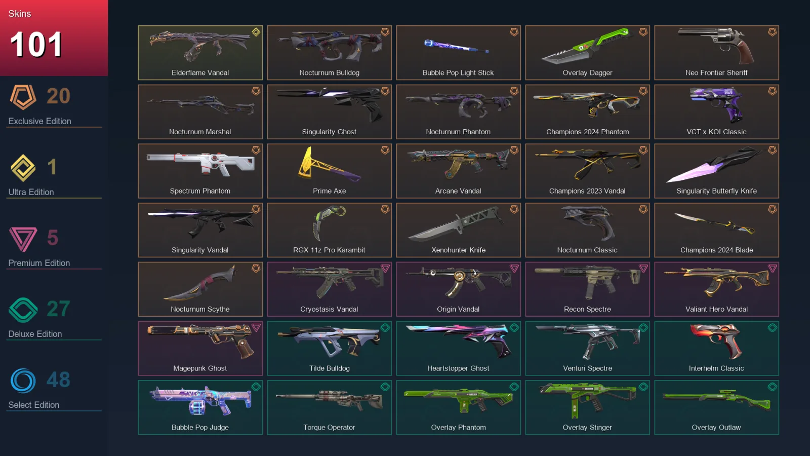 EU | Lv243 | Unranked | 101 Skin | 29 Agent | 126 Buddy
