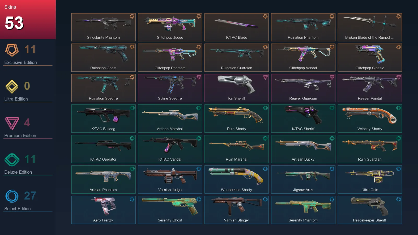 AP | Lv138 | Unranked | 53 Skin | 23 Agent | 76 Buddy
