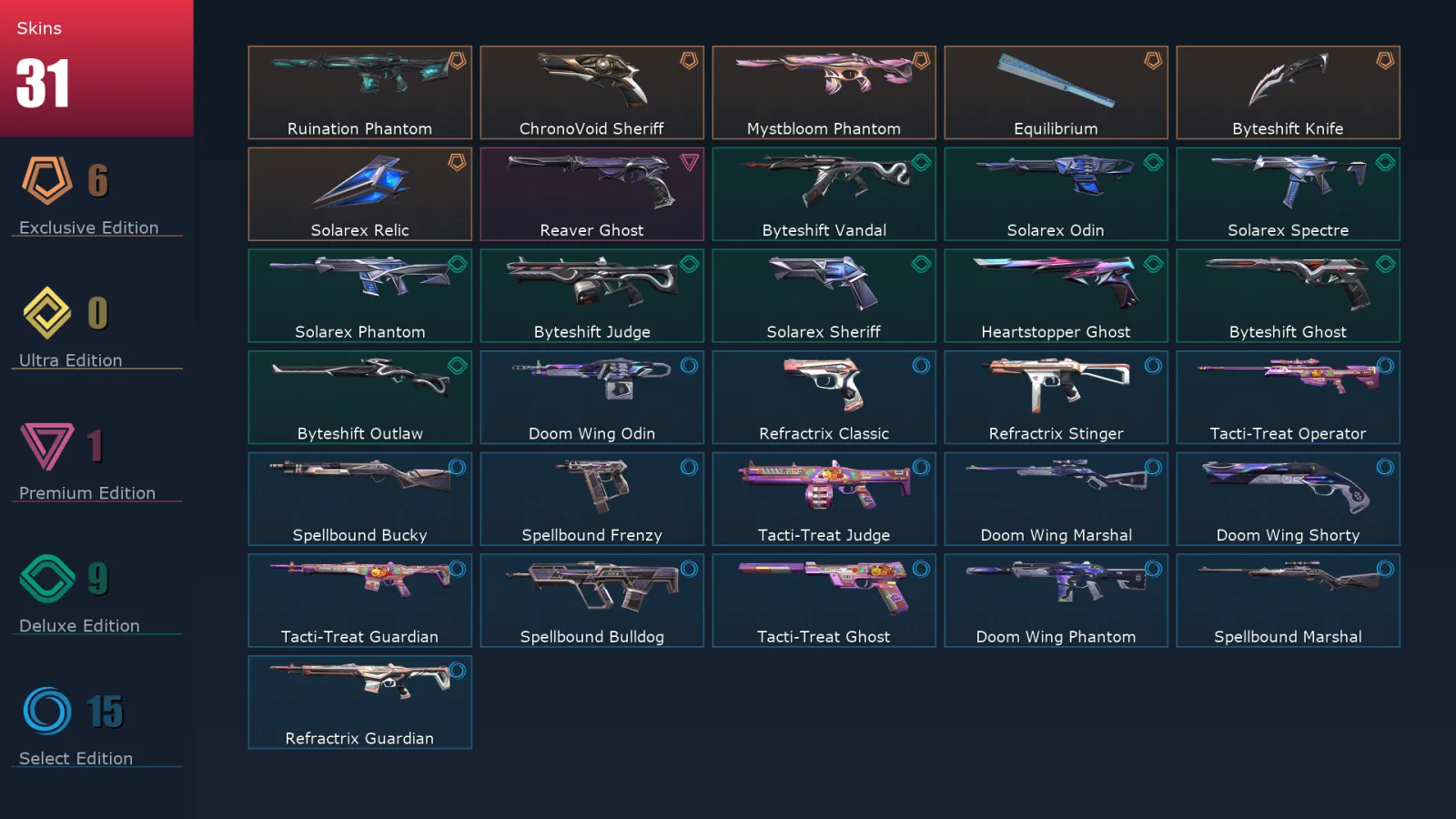 [Valorant] | EU | Level 84 | Gold 3 | 15 Agents | 31 Skins