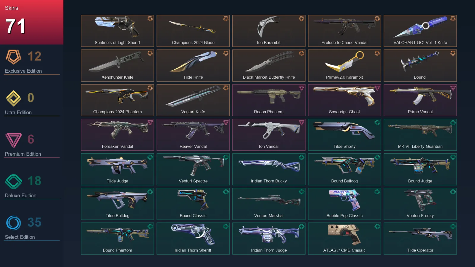 NA | Lv149 | Unranked | 71 Skin | 27 Agent | 79 Buddy