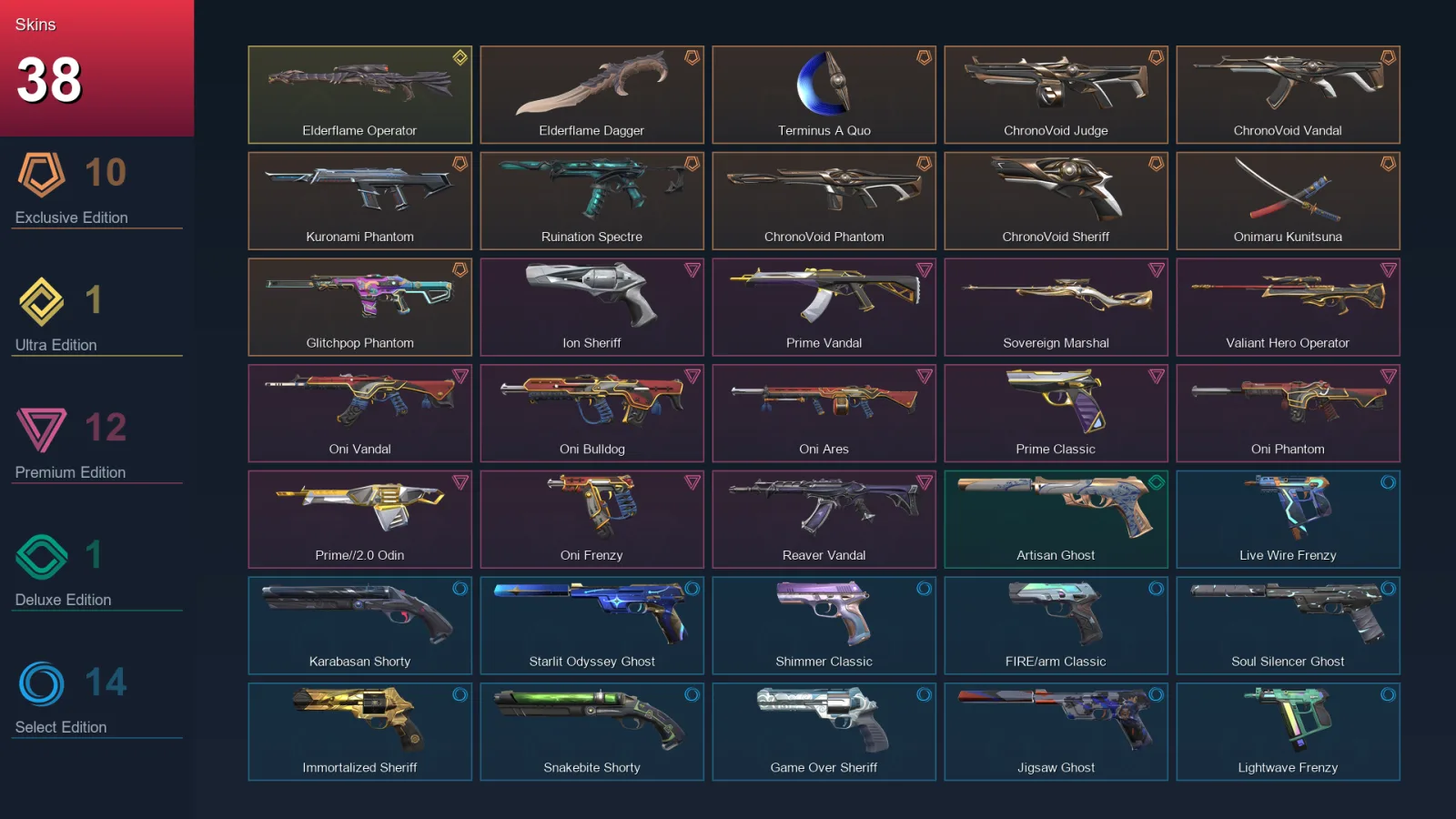 AP | Lv256 | Unranked | 38 Skin | 26 Agent | 75 Buddy