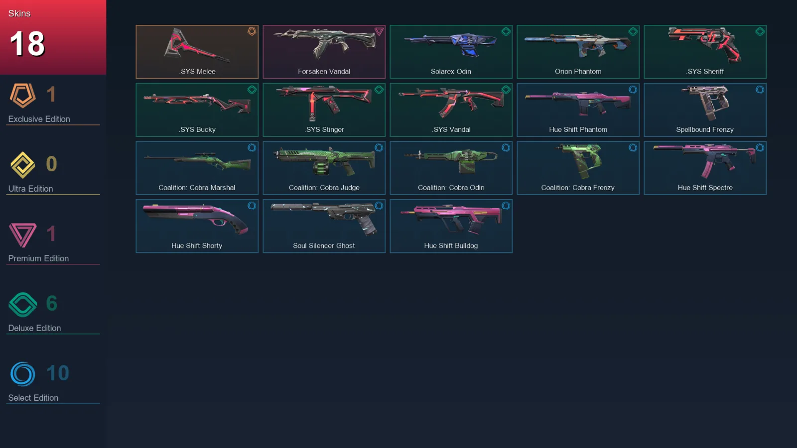 AP | Lv64 | Unranked | 18 Skin | 21 Agent | 40 Buddy