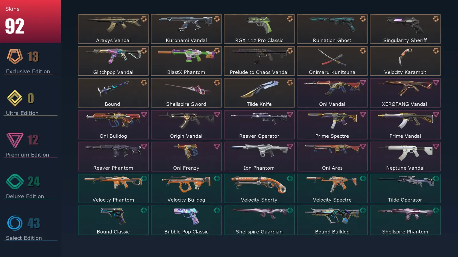 [Valorant] | EU | Level 310 | Gold 3 | 29 Agents | 92 Skins — Valorant account