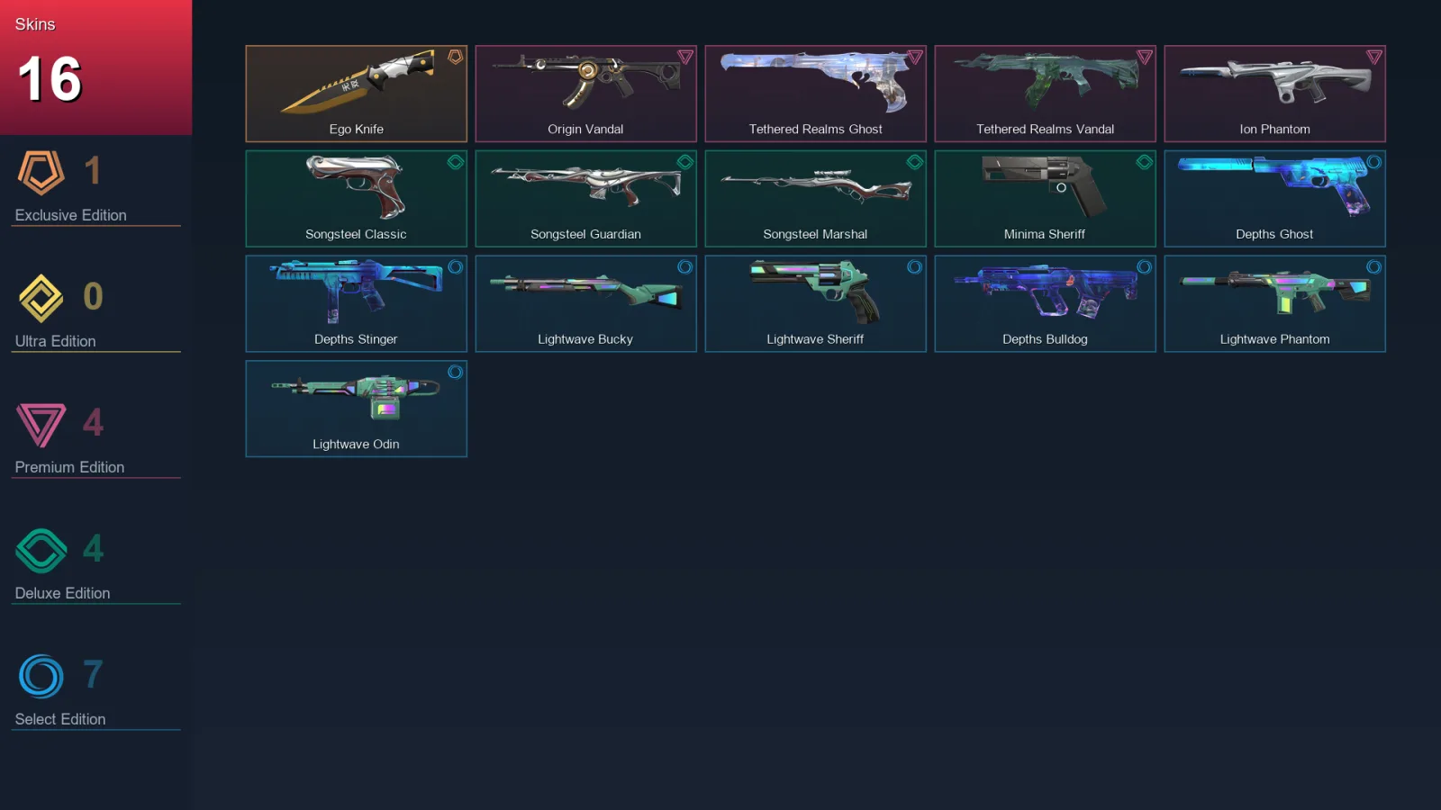 EU | Lv13 | Unranked | 16 Skin | 14 Agent | 12 Buddy — Songsteel Marshal
