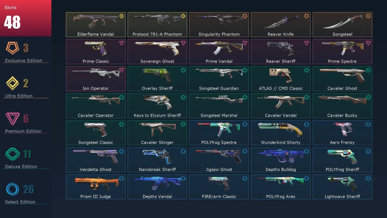 [Valorant] | EU | Level 223 | Gold 2 | 29 Agents | 48 Skins — Valorant account
