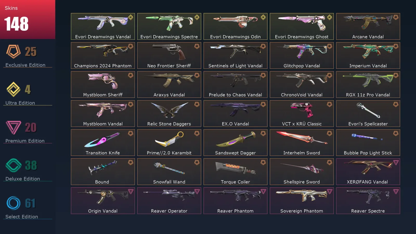 [Valorant] | EU | Level 500 | Diamond 1 | 29 Agents | 148 Skins — Valorant account