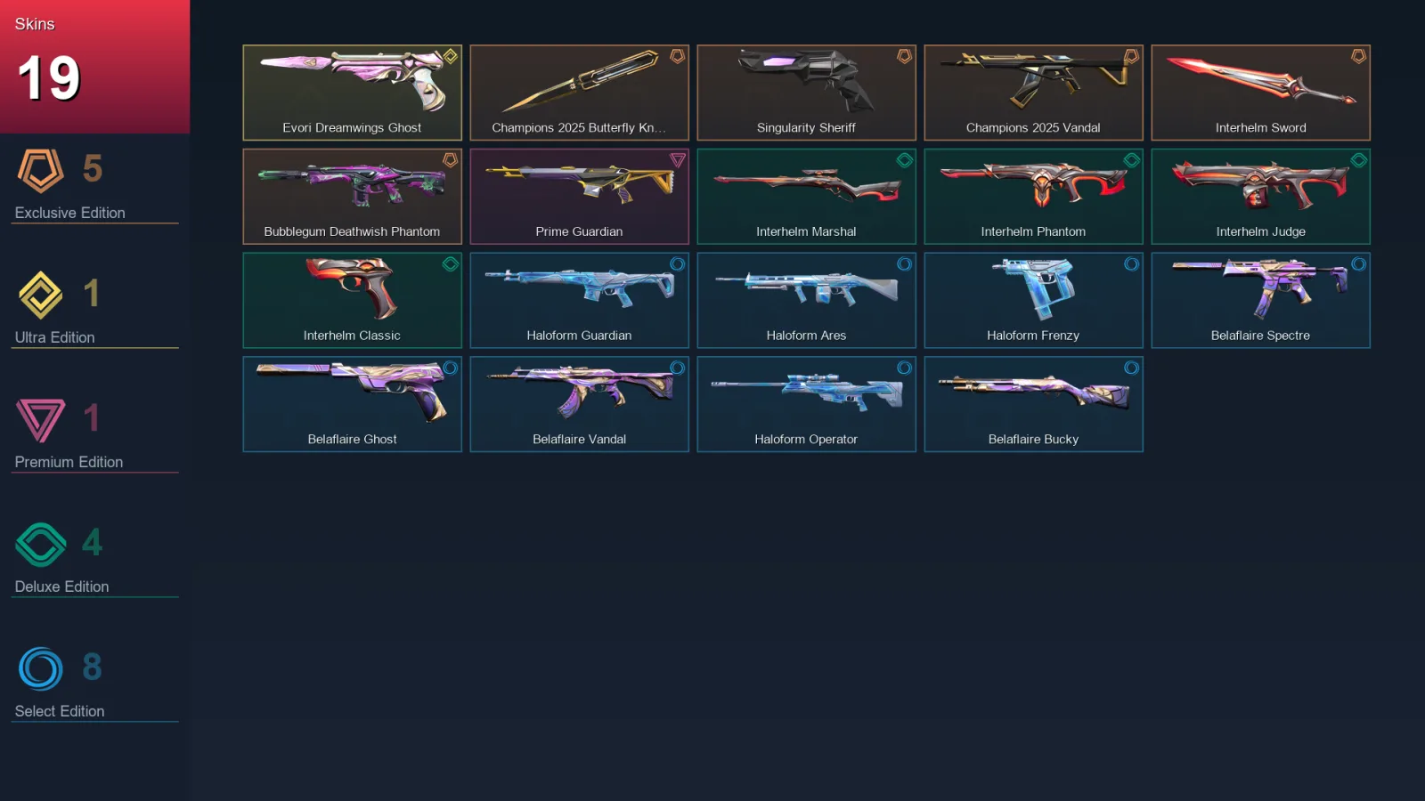 AP | Lv30 | Unranked | 19 Skin | 12 Agent | 16 Buddy