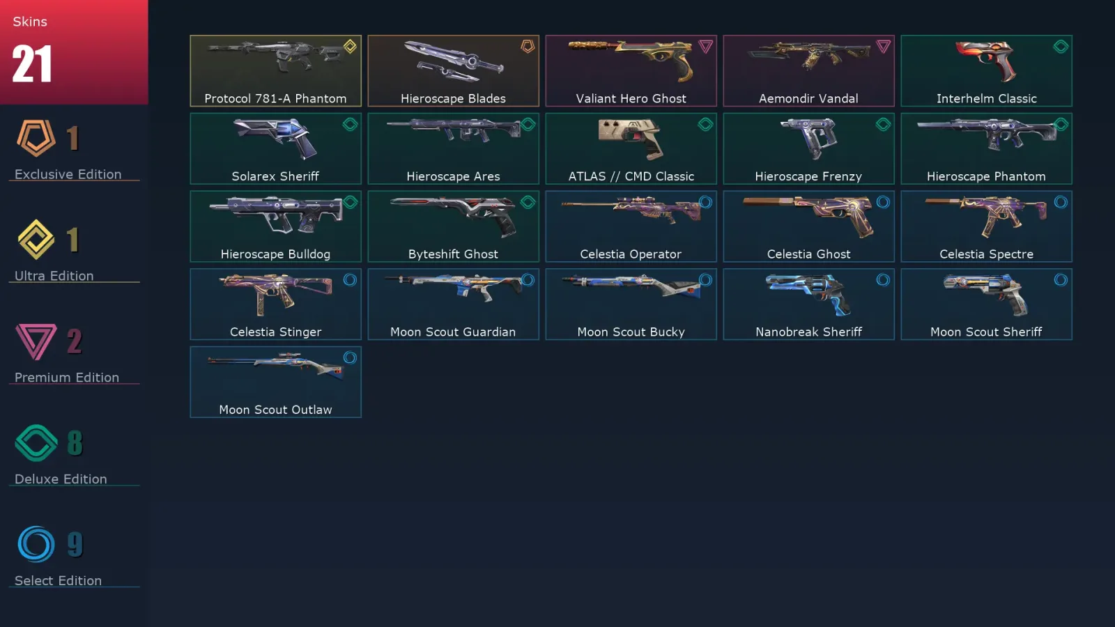[Valorant] | EU | Level 184 | 25 Agents | 21 Skins — Valorant account