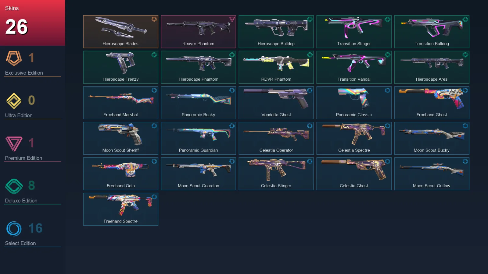 AP | Lv104 | Unranked | 26 Skin | 28 Agent | 60 Buddy — Valorant account