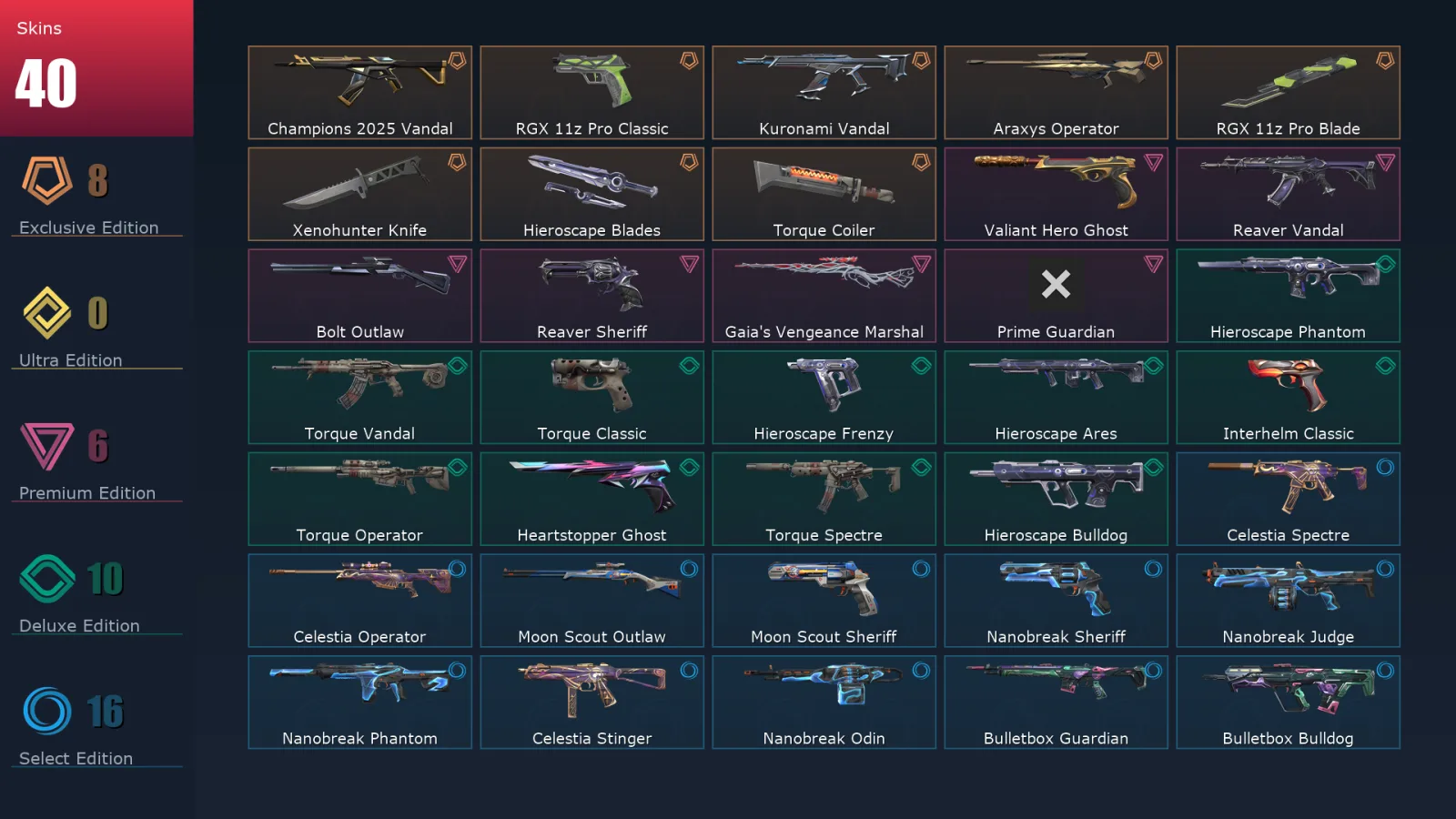 [Valorant] | EU | Level 80 | 24 Agents | 40 Skins