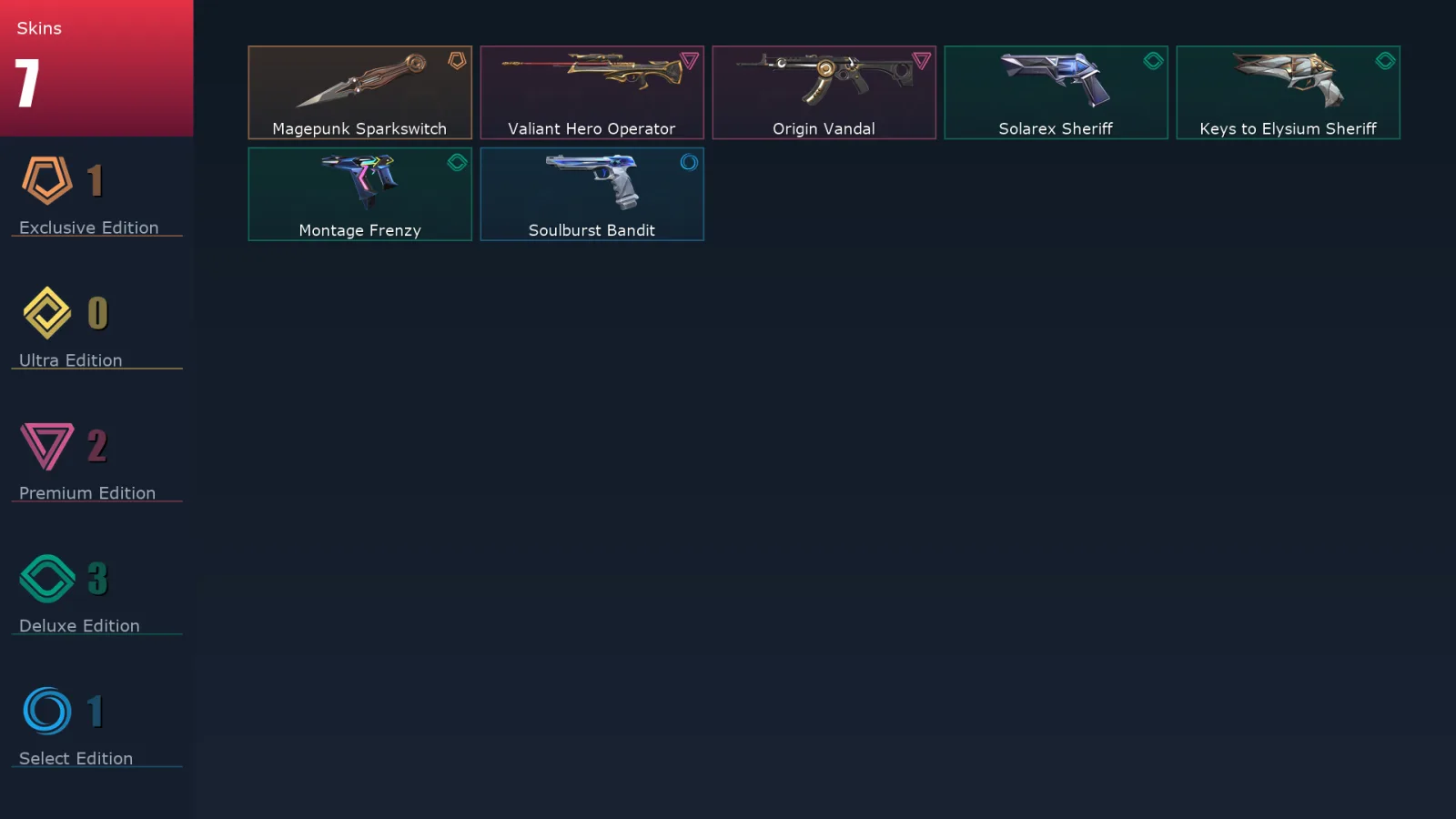 [Valorant] | EU | Level 101 | Platinum 1 | 26 Agents | 7 Skins