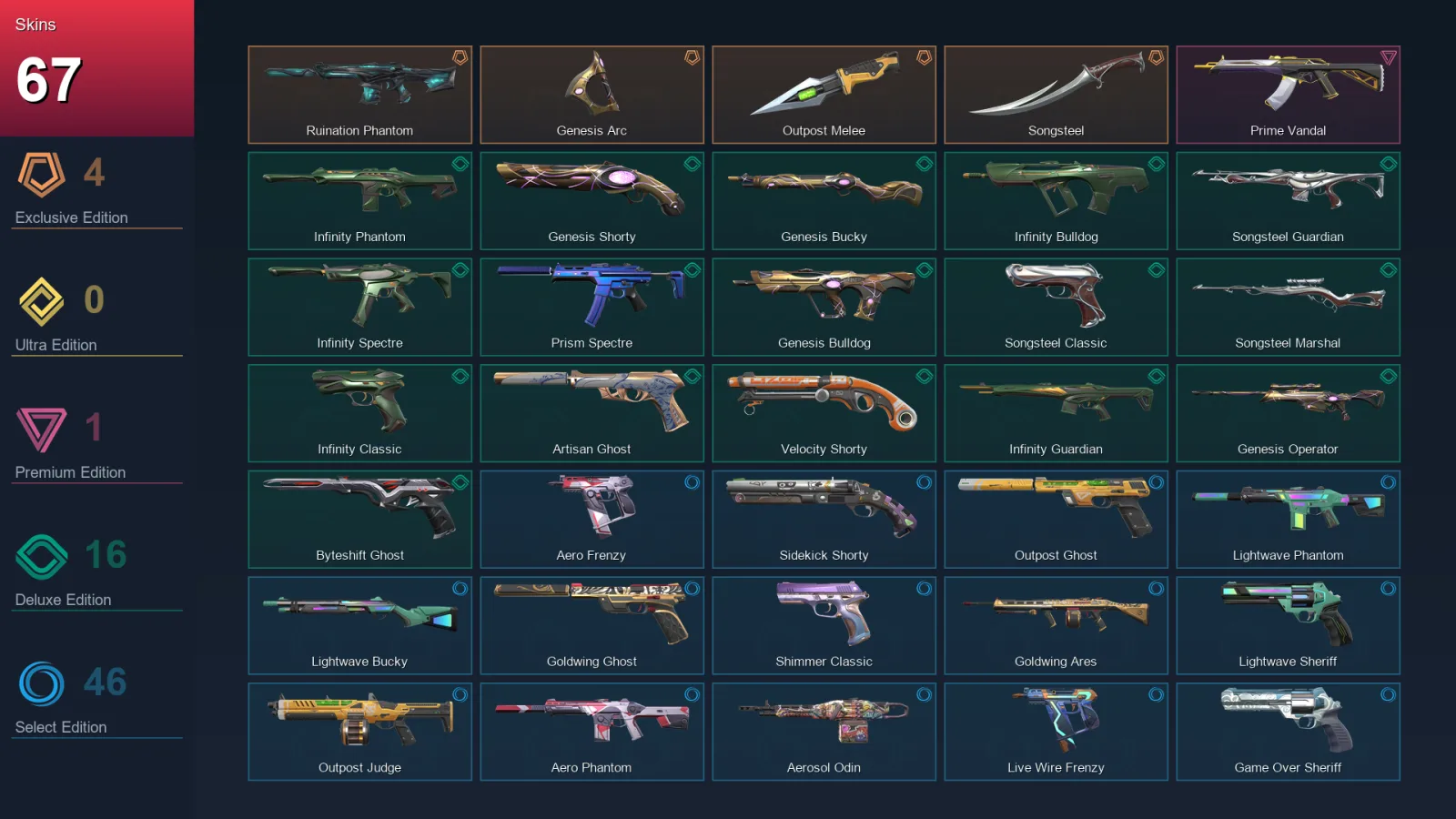 AP | Lv340 | Unranked | 67 Skin | 28 Agent | 133 Buddy