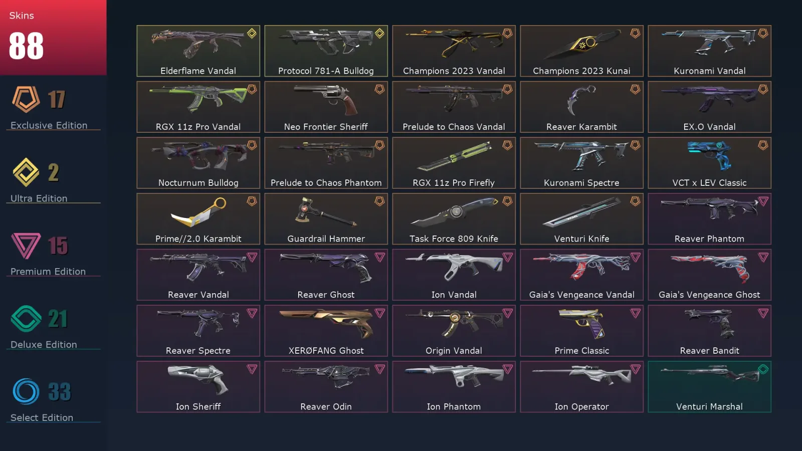 [Valorant] | EU | Level 230 | 28 Agents | 88 Skins — Valorant account
