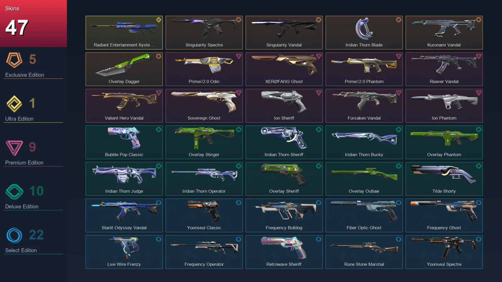 EU | Lv160 | Unranked | 47 Skin | 25 Agent | 65 Buddy