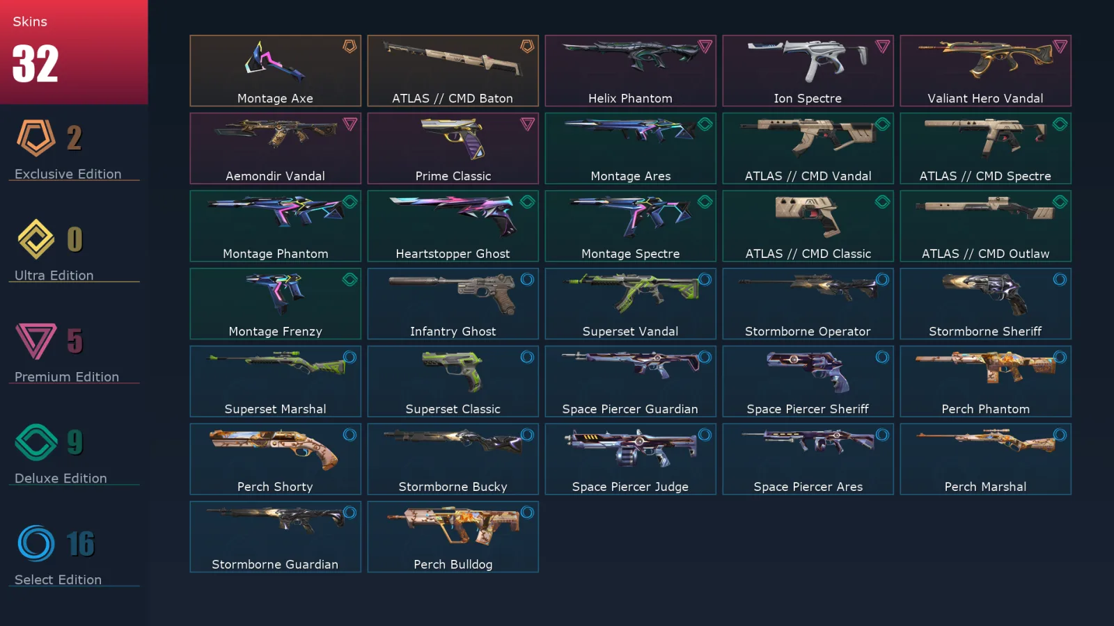 [Valorant] | EU | Level 60 | Silver 1 | 18 Agents | 32 Skins